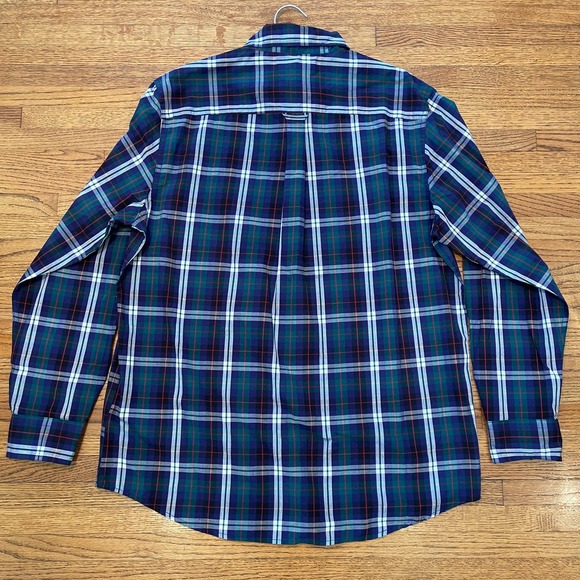 NEW Chaps Mens Shirt Green Navy Plaid Sz L Long Sleeve Button Down Easy Care - Picture 2 of 9